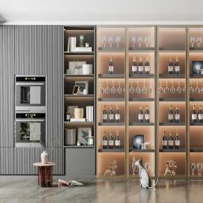 现代玻璃酒柜3D模型下载